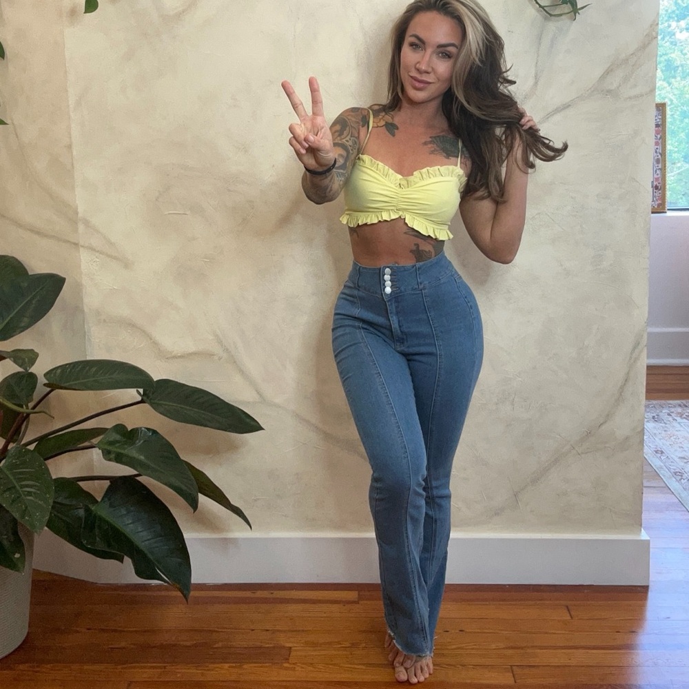 Yellow Ruffled Crop Top